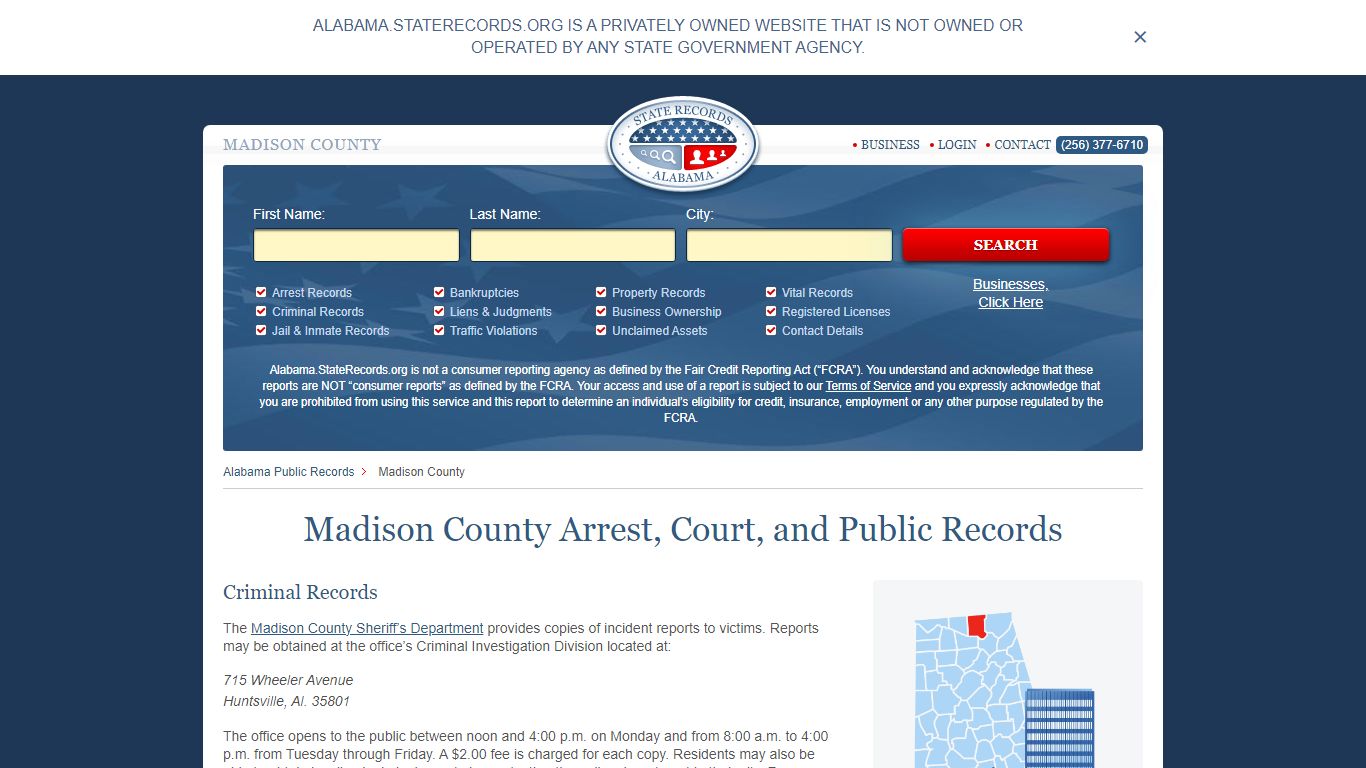 Madison County Arrest, Court, and Public Records